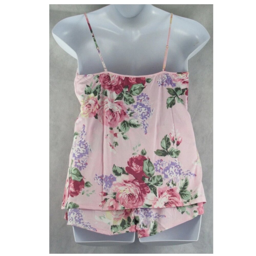 Flora Nikrooz Women's 3-Piece Cami Shorts & Robe Pajama Set, Pink Floral, Large - Picture 2 of 6